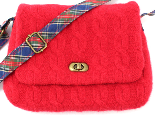 Crossbody Lambswool Cable Sweater Purse