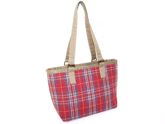 Wool Plaid Shoulder Bag