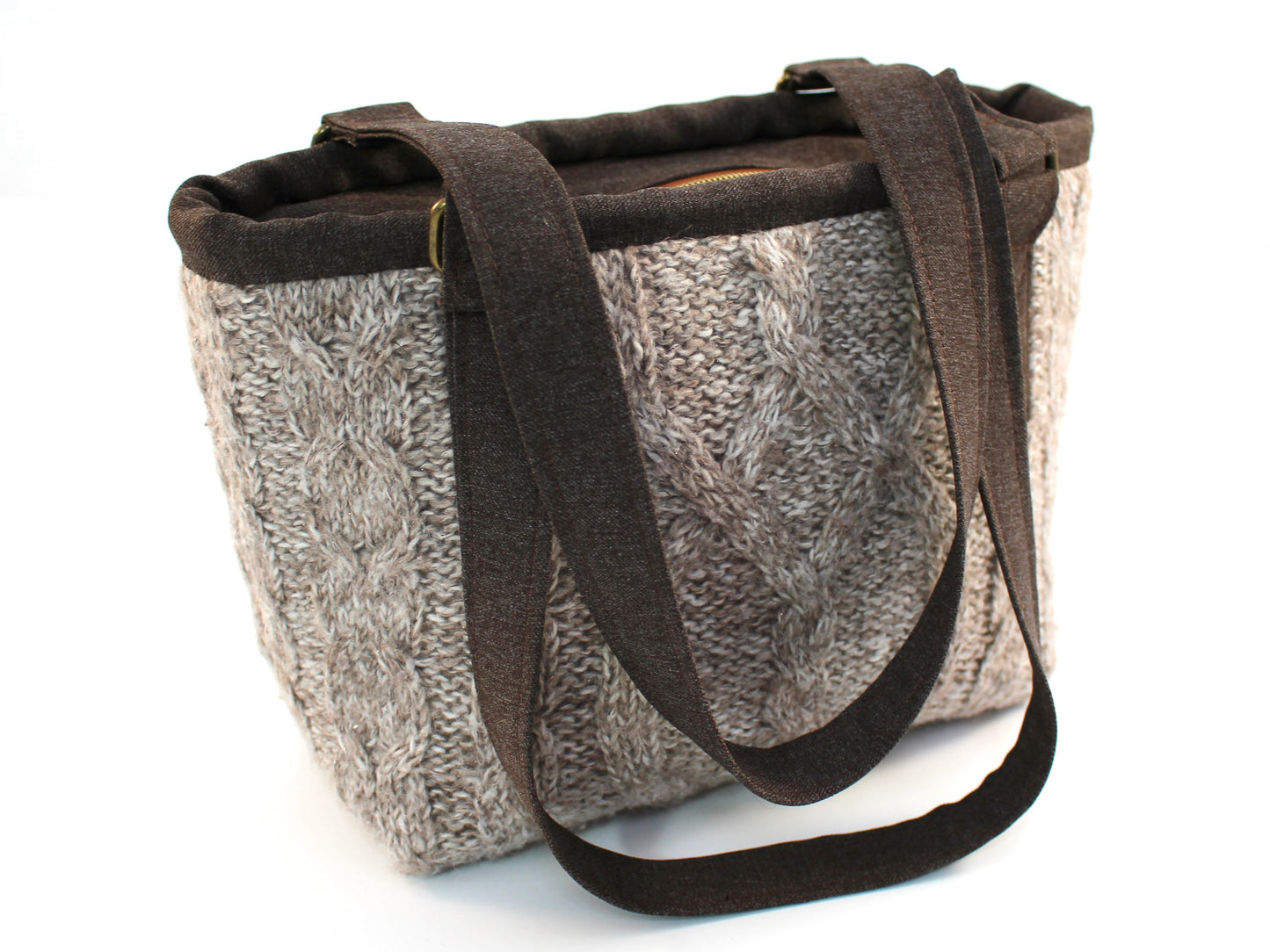 Cable Knit Sweater Shoulder Bag