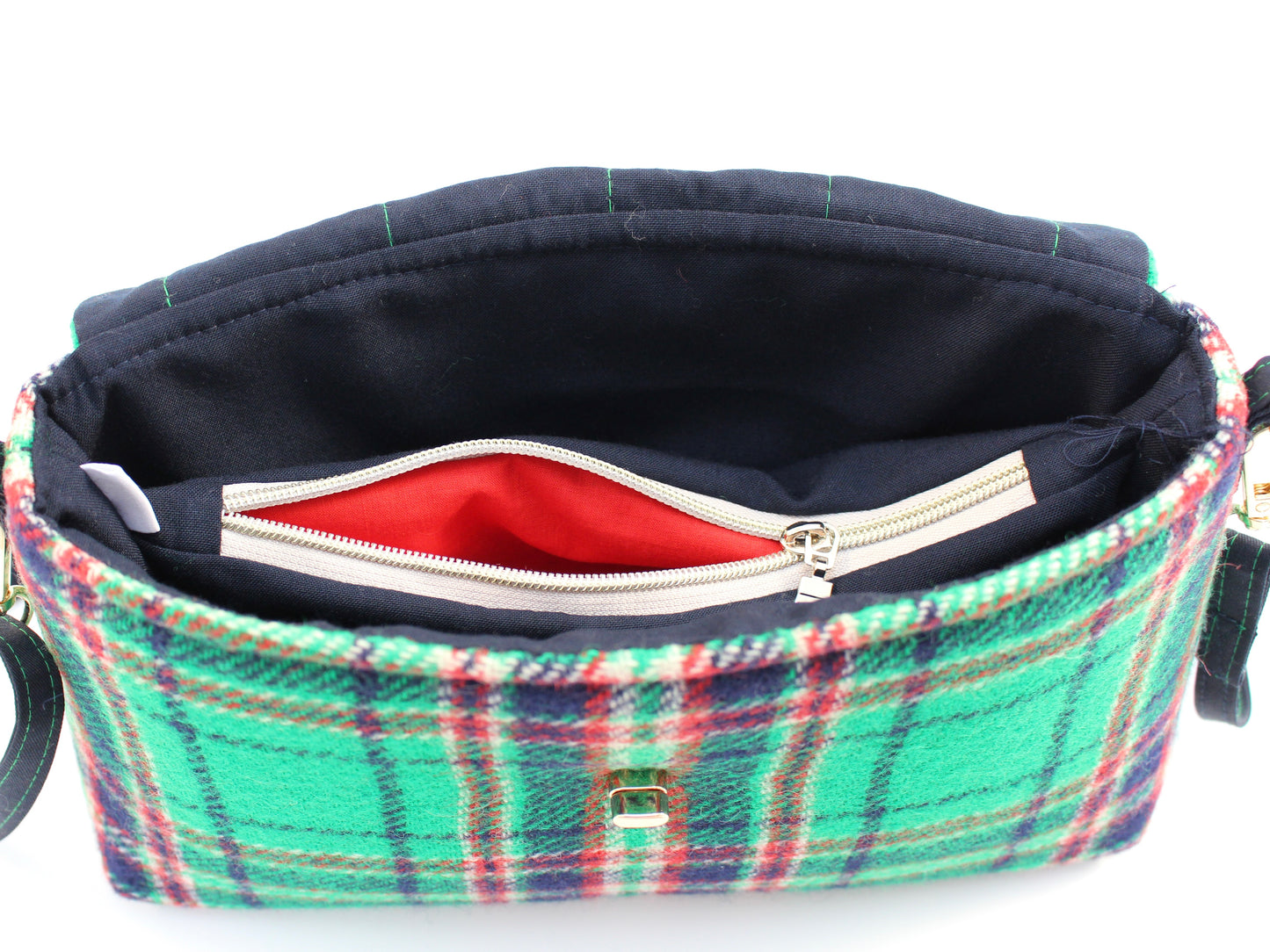 Wool Plaid Crossbody Bag