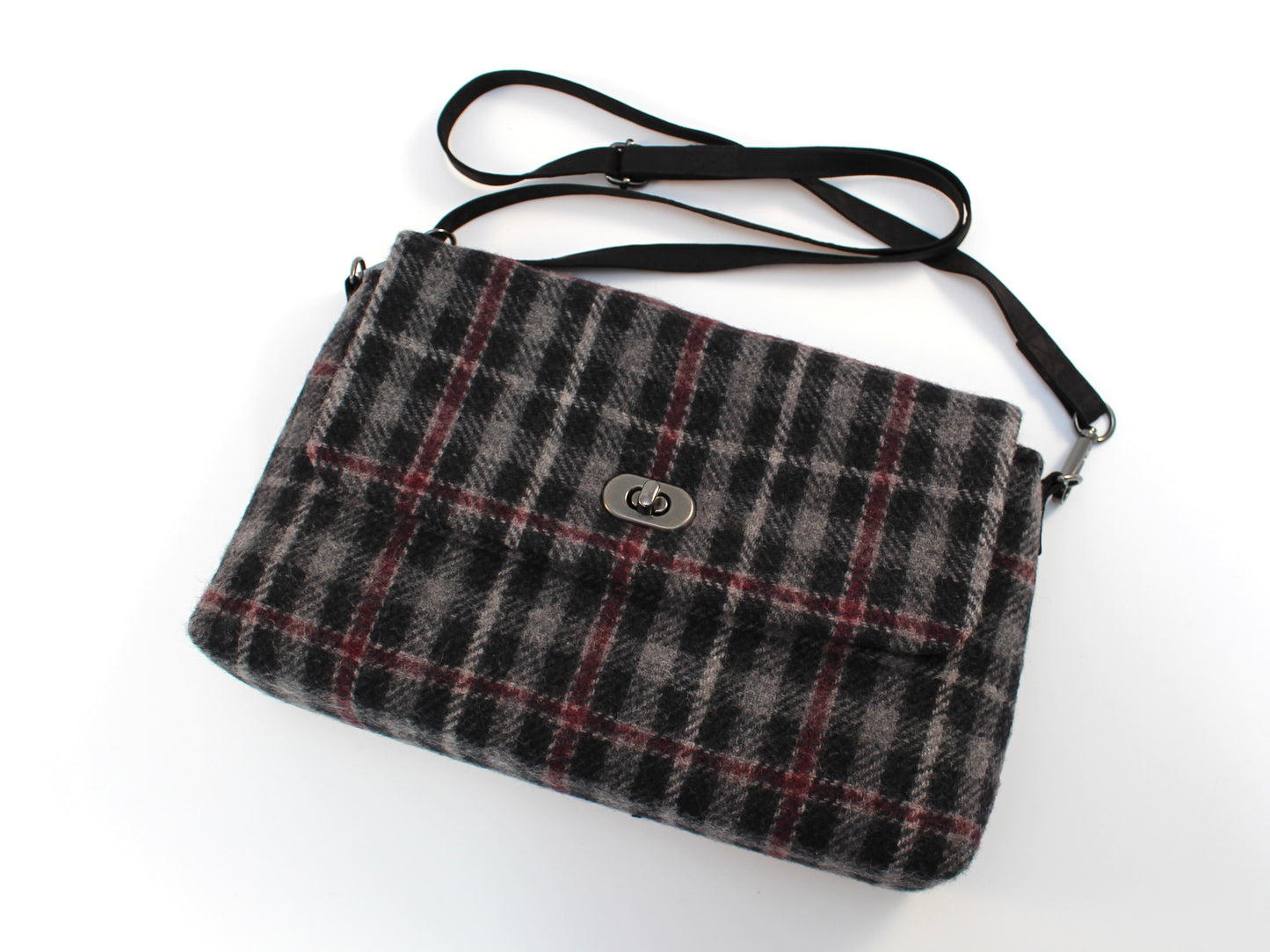 Wool Plaid Crossbody Bag