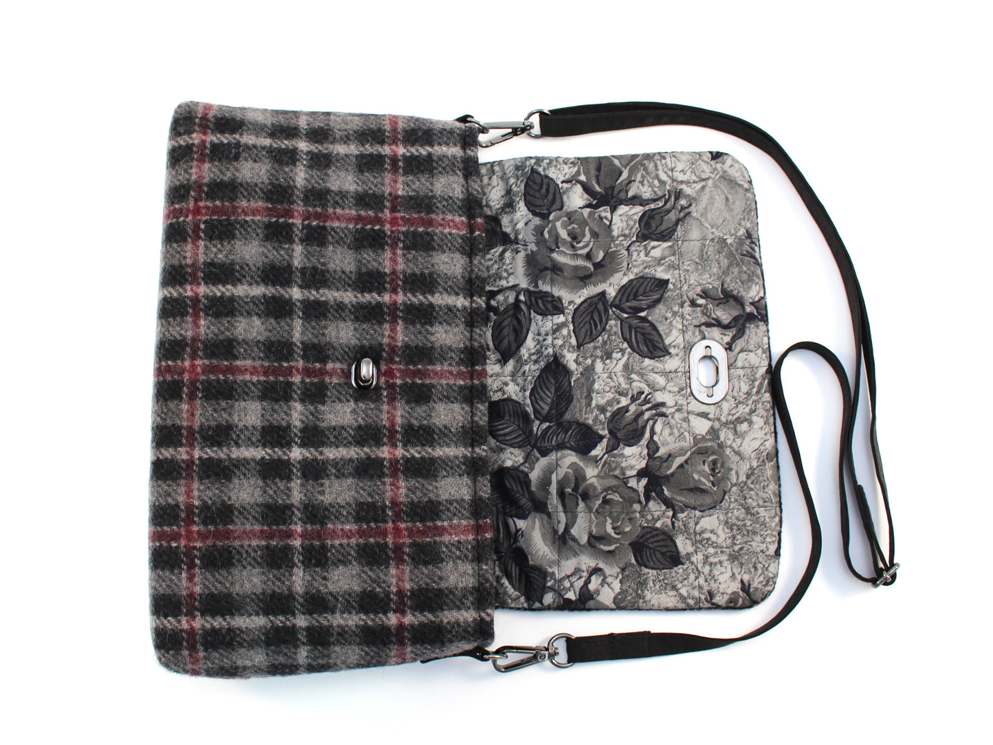 Wool Plaid Crossbody Bag