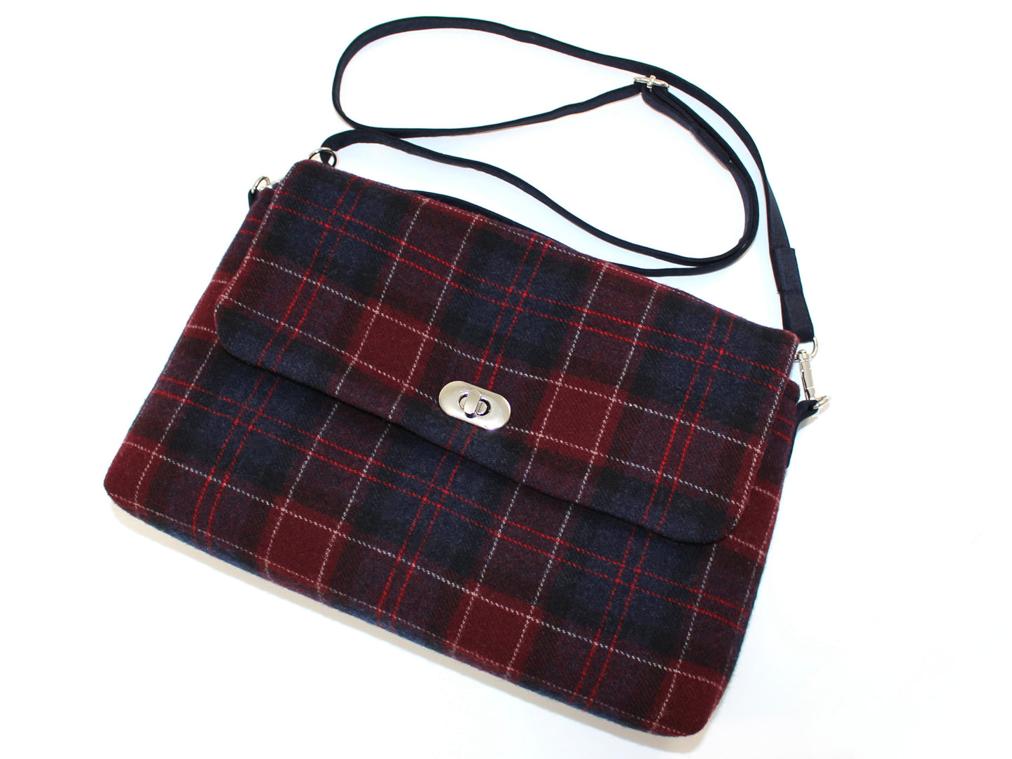 Wool Plaid Crossbody Bag