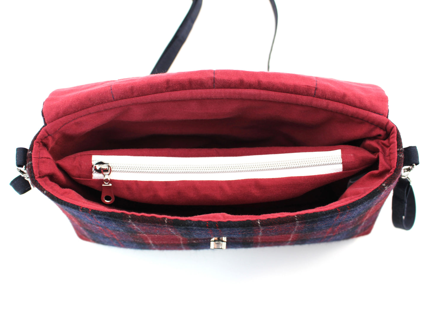 Wool Plaid Crossbody Bag