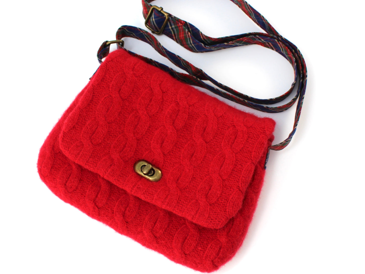 Crossbody Lambswool Cable Sweater Purse